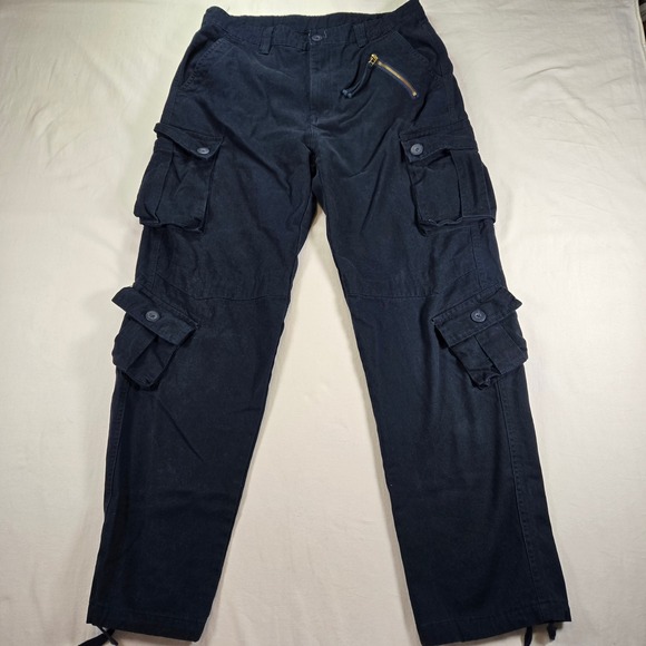 Mens Cargo Pants Size 34 Cotton Blue Casual Military Tactical Utility - Picture 1 of 10